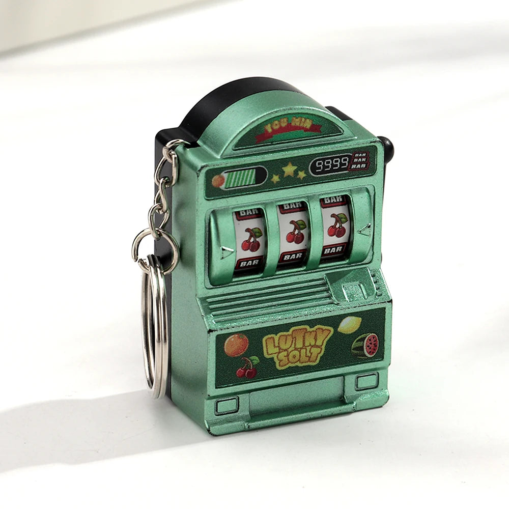 Fruit Slot Machine Keychain Lucky Charm Jackpot Keychains Mini Casino Pendant Bag Charm Novelty Gifts for Kids Adults