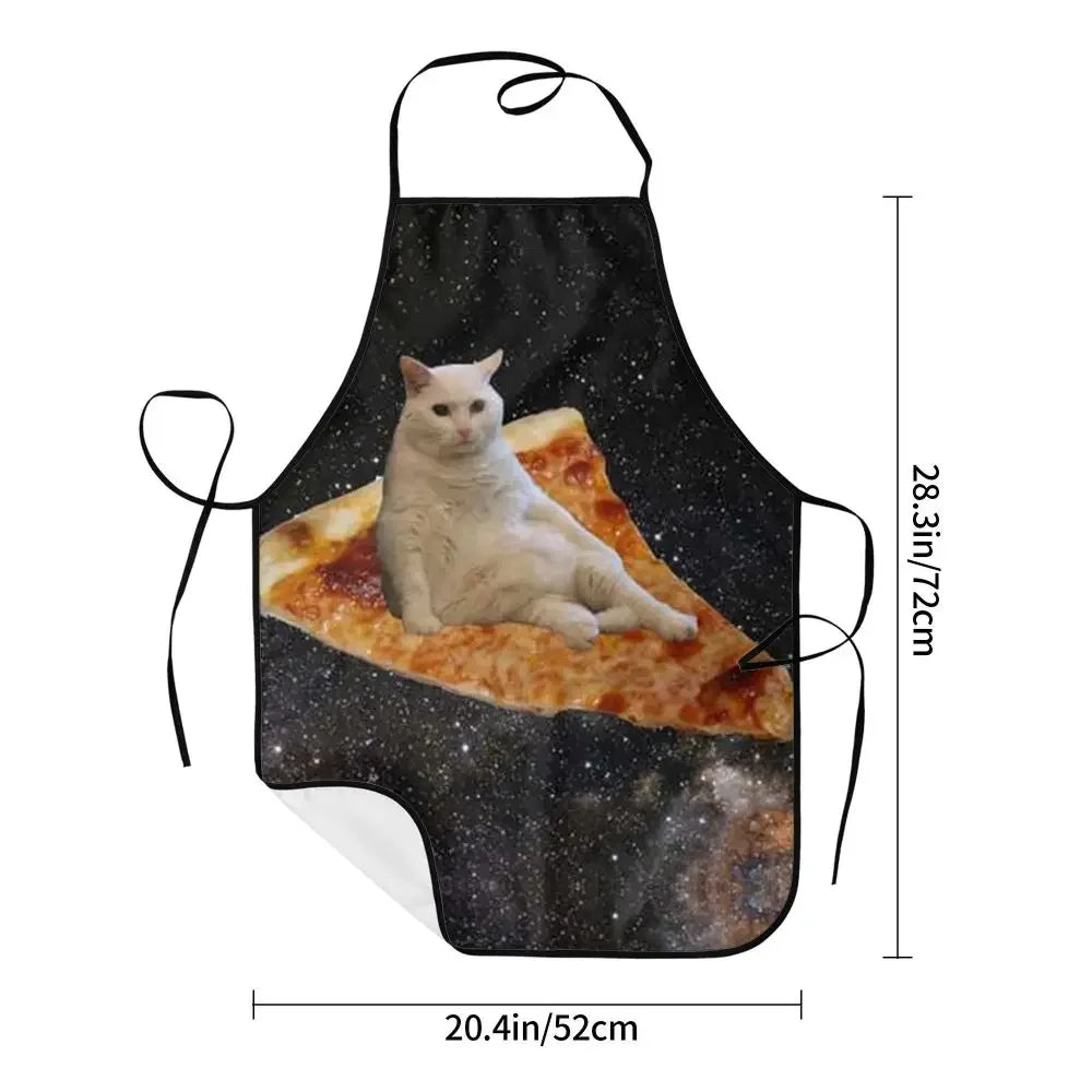 Unisex Space Pizza Cat Meme Bib Apron Adult Women Men Chef Tablier Cuisine for Cooking Kitchen Funny Animal Baking