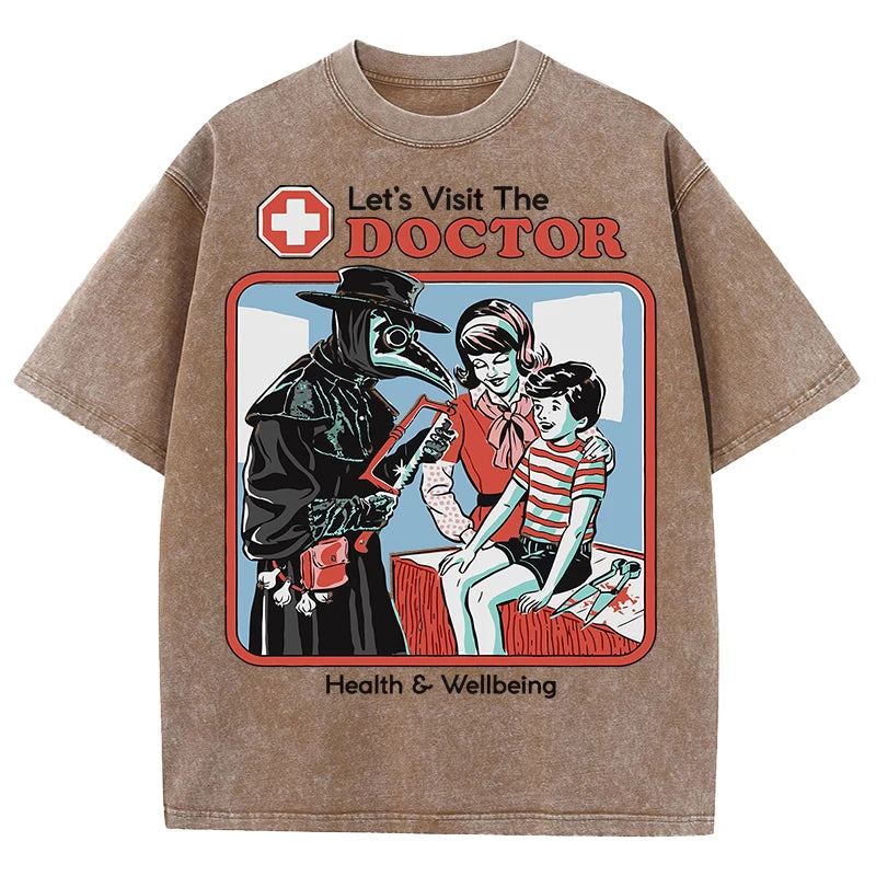 The Treating Doctor Design Washed T-Shirt Mens Summer New Tee Shirts Cotton Comfortable Top Unisex Multicolor Soft Clothes