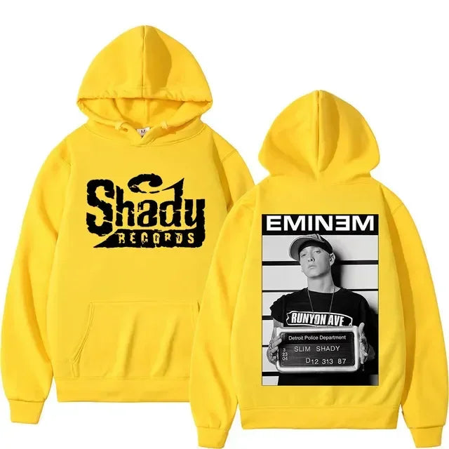 Rapper Eminem Double Sided Print Hoodie Men Women Hip Hop Vintage Oversized Hoodies Trend Fashion Hooded Sweatshirts Streetwear