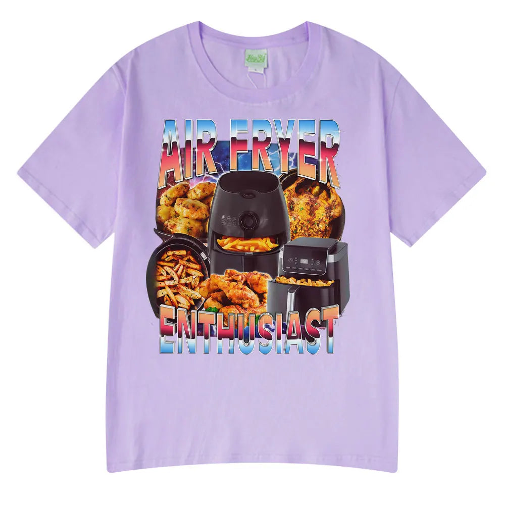 Air Fryer Enthusiast Funny Cooking Meme T-Shirt  Hot Sale Couples Clothing Funny T-shirts Men's Cotton Streetwear Woman T-shirts