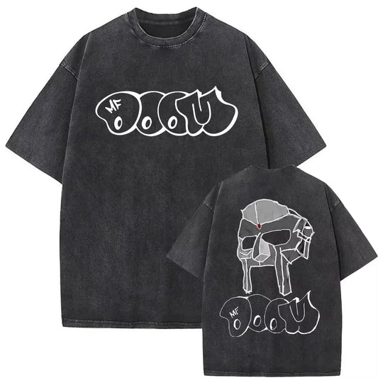 2025 Washed Vintage Rapper Mf Doom MM FOOD Graphic Print Tshirt Men Women Hip Hop Fashion T-shirts Male Casual
