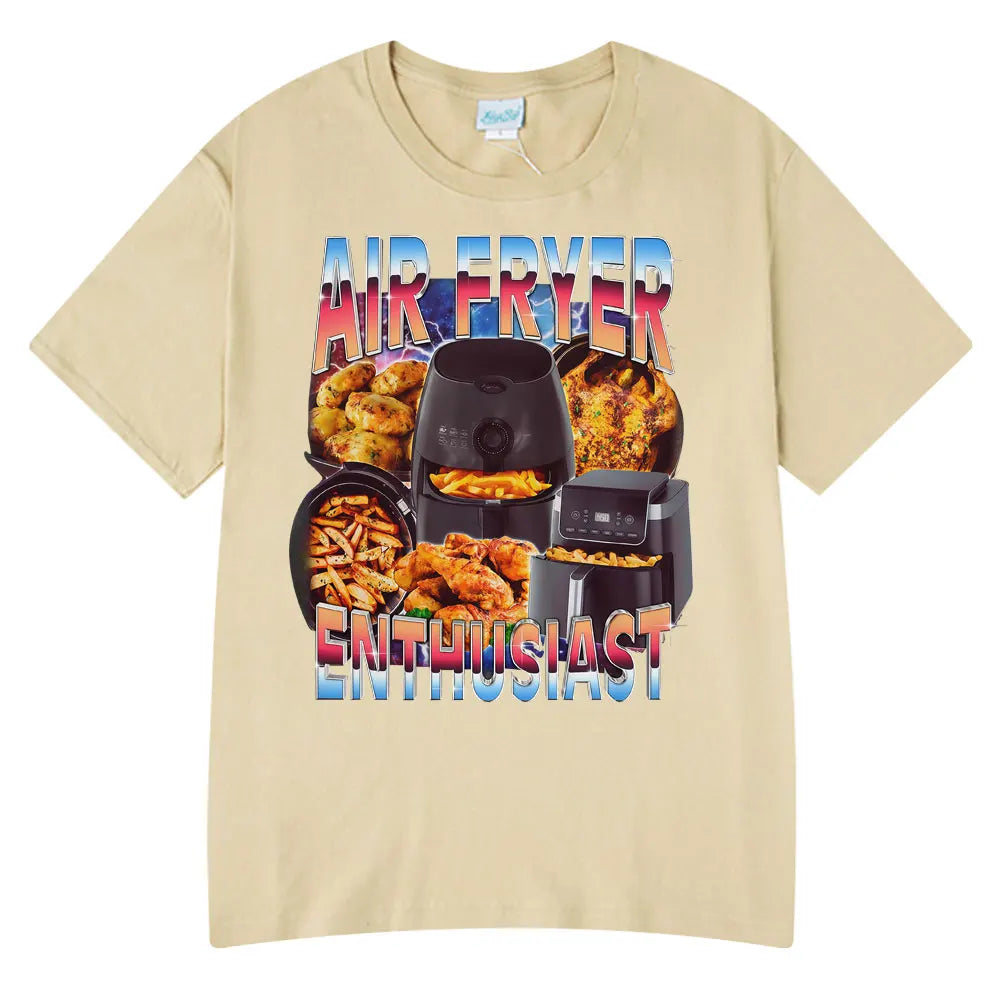 Air Fryer Enthusiast Funny Cooking Meme T-Shirt  Hot Sale Couples Clothing Funny T-shirts Men's Cotton Streetwear Woman T-shirts