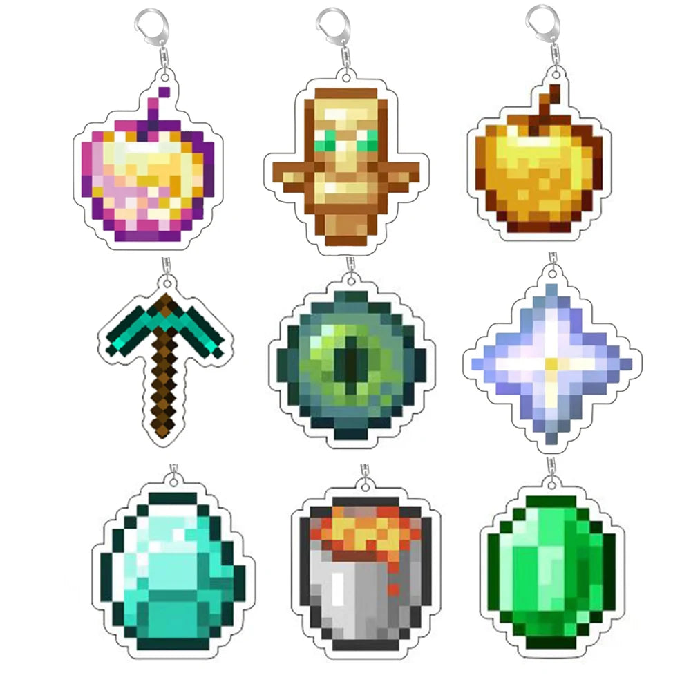 Golden Apple Keychain Totem of Undying Diamond Sword Eye Enchanted Bag Pendant Accessory Jewelry Gift Bag Charm Keyring Gift