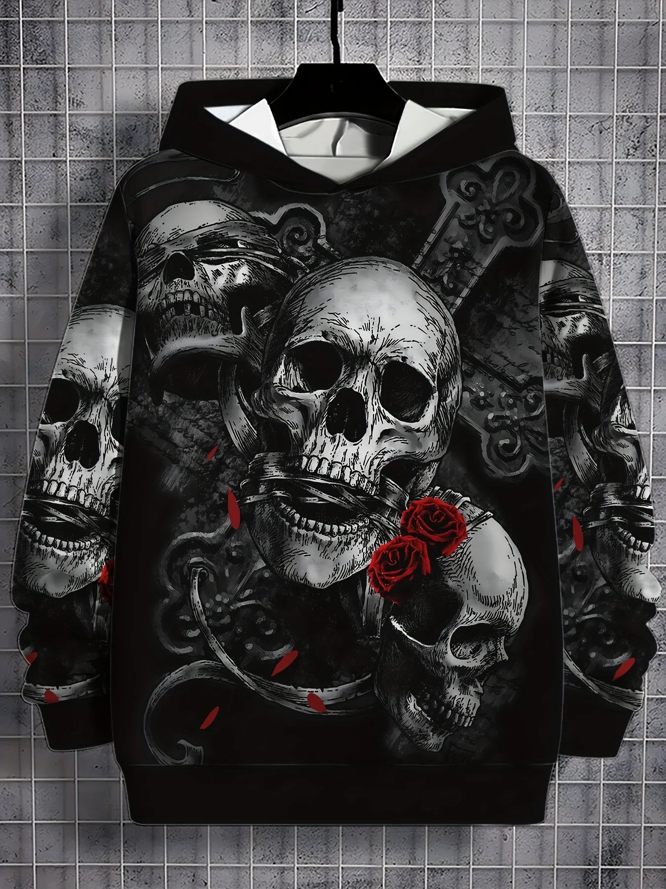 Autumn Skull and Rose 3D Print Hoodies Men Women Fashion Casual Sweatshirts Oversized Hoodie Pullovers Tracksuit Clothing