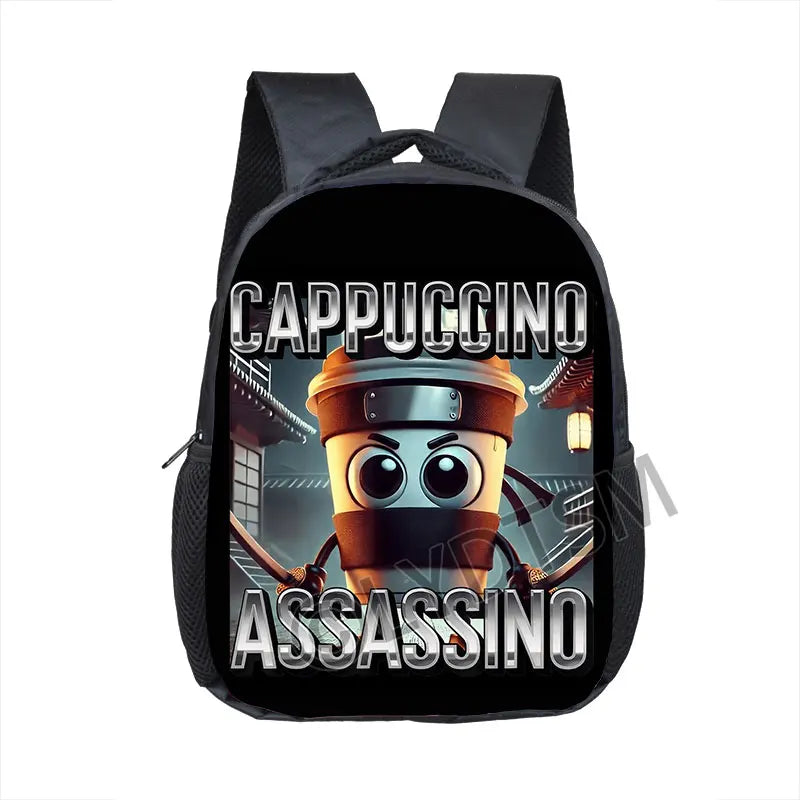 12inch Funny Italian Brainrot Small Backpack for 2-4 Years Old Tralalero Tralala Kids Baby Cartoon School Bags Children Bookbag