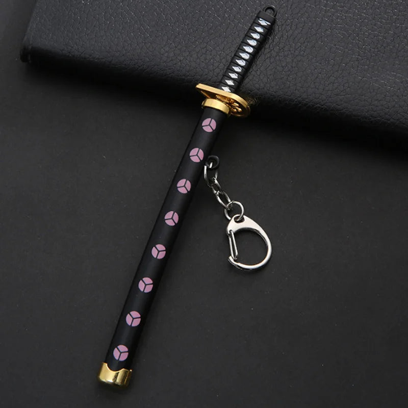 8 Style Mini Roronoa Zoro Sword Keychain For Men Buckle Toolholder Scabbard Katana Sabre Car Keyrings Gift Key Chains