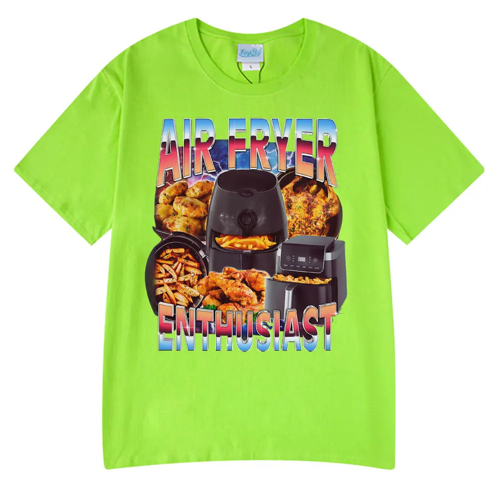 Air Fryer Enthusiast Funny Cooking Meme T-Shirt  Hot Sale Couples Clothing Funny T-shirts Men's Cotton Streetwear Woman T-shirts
