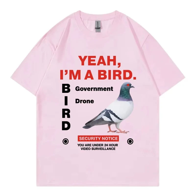 Government Funny Pigeon Graphic T Shirts High Street Fashion Trend Short Sleeve T-shirts Men Women Clothing Loose Cotton T-shirt