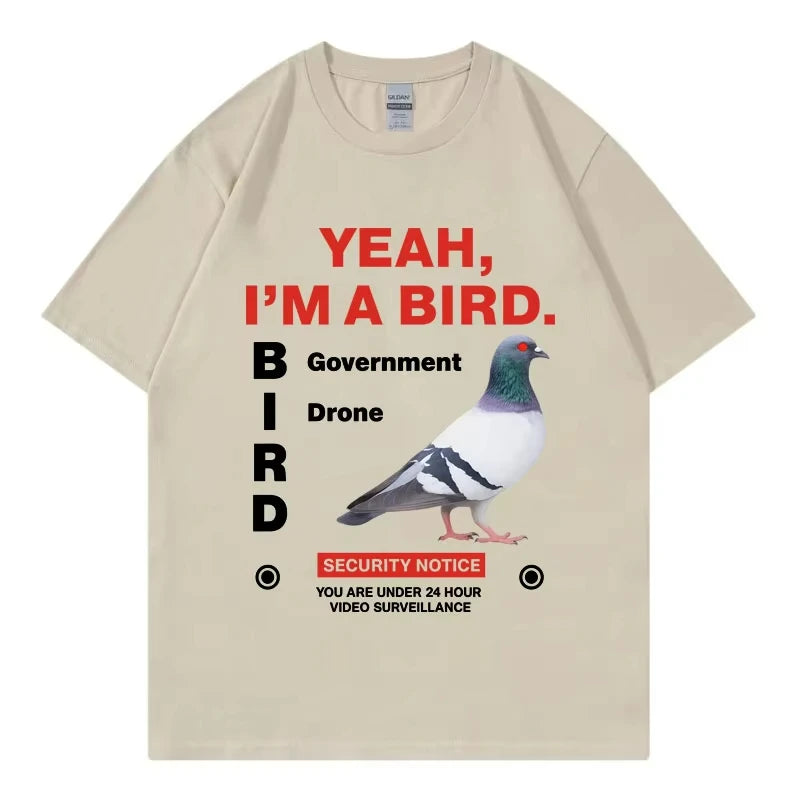 Government Funny Pigeon Graphic T Shirts High Street Fashion Trend Short Sleeve T-shirts Men Women Clothing Loose Cotton T-shirt