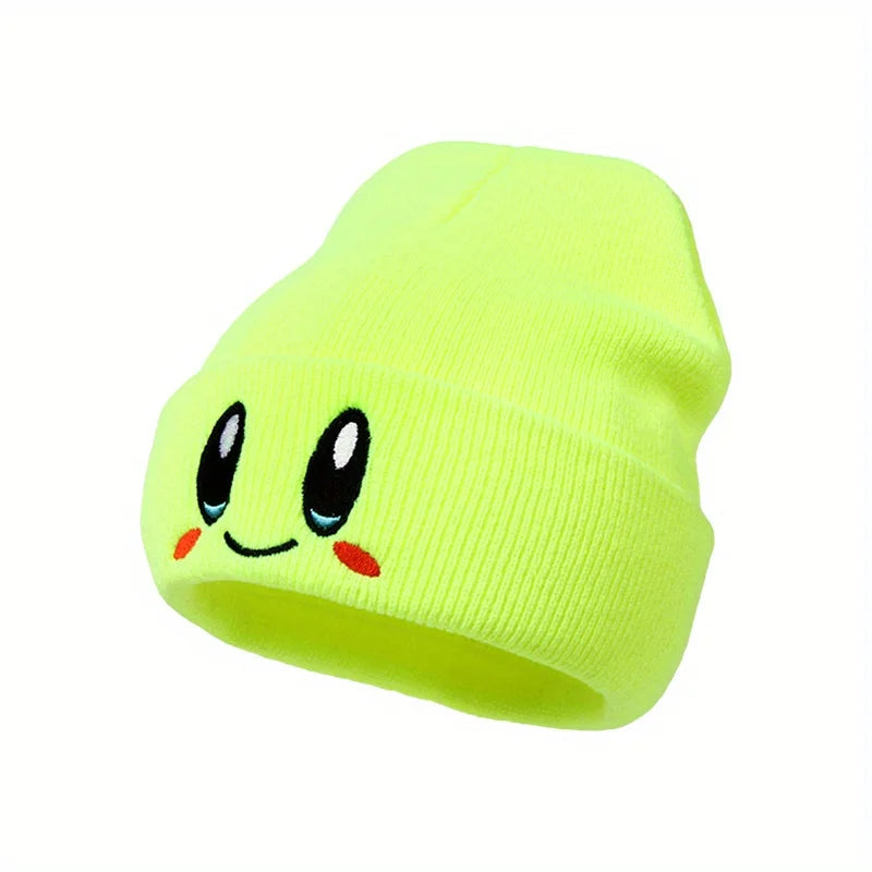 Big Eye Embroidery Elasticity Beanies Women's Cartoon Knitted Skull Caps Winter Warm Hip Hop Hats Men Crimping Melon Leather Hat