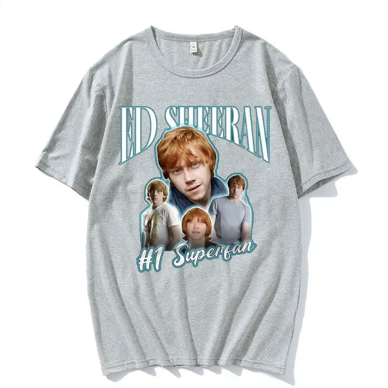 Funny Ed Sheeran Number One Superfan Meme T Shirt Men Fashion Retro Short Sleeve T-shirt Unisex Gothic Casual 100% Cotton Tshirt