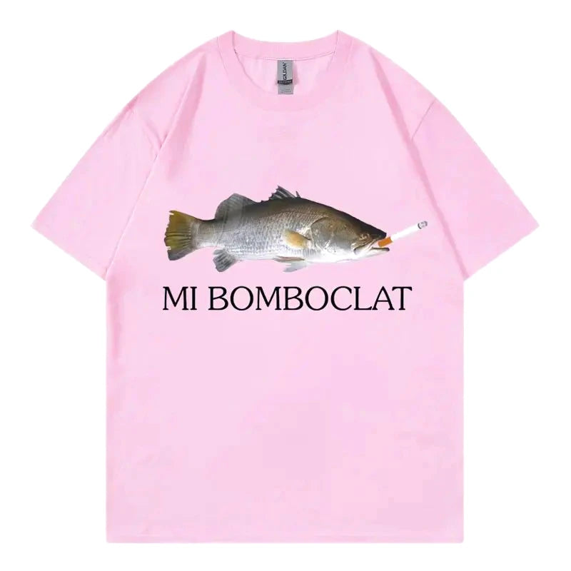 Funny Bomboclat Fish Meme T-shirt High Street Fashion Trend Y2k Short Sleeve T-shirts Women Harajuku Vintage Style T Shirts