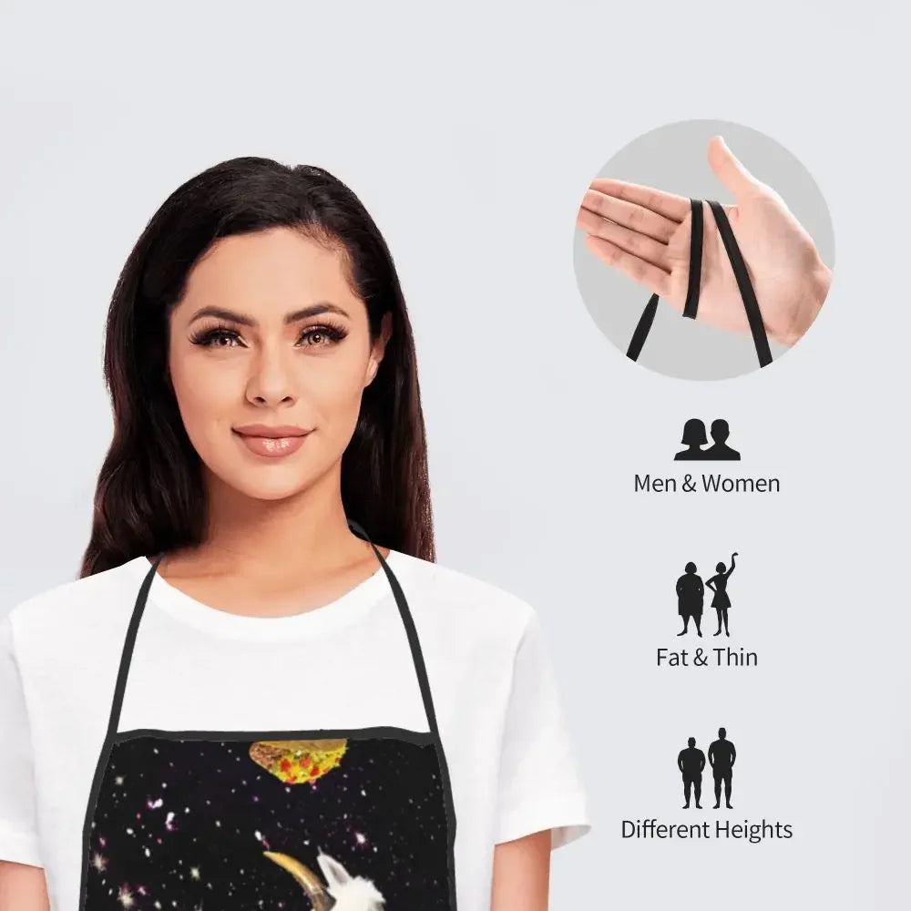 Unisex Space Pizza Cat Meme Bib Apron Adult Women Men Chef Tablier Cuisine for Cooking Kitchen Funny Animal Baking