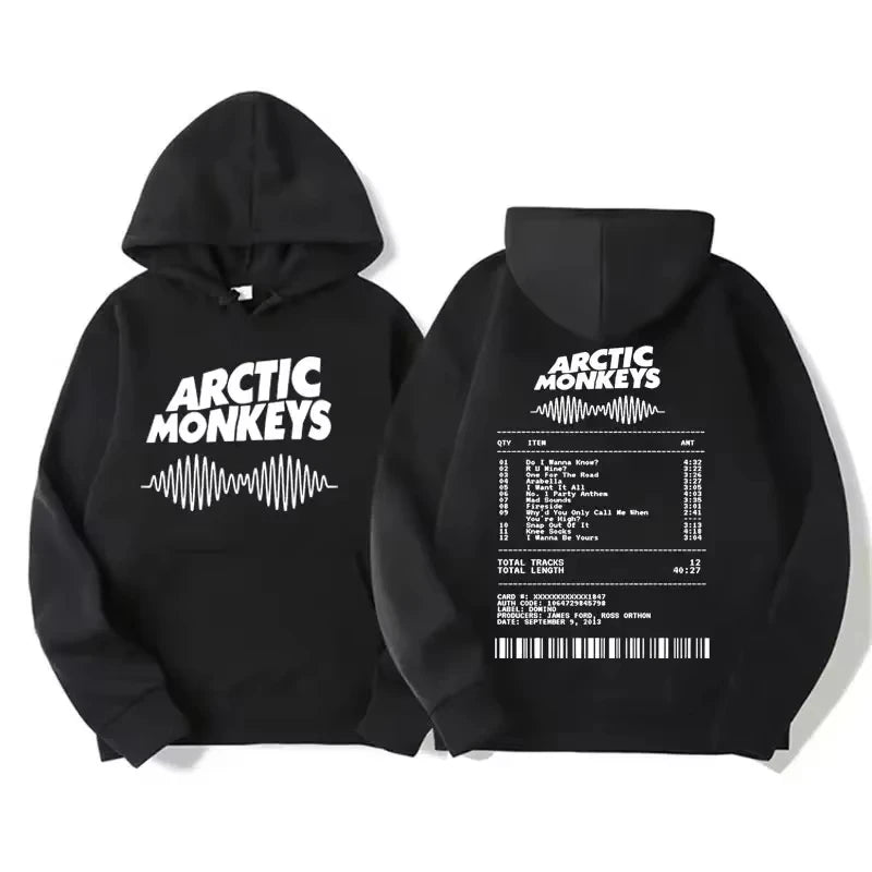 Arctic Monkey retro hoodie Men's pattern print Music album retro cap sweatshirt Hip-hop style hoodie