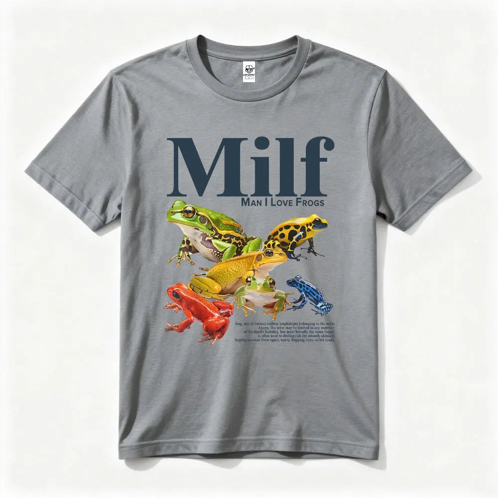 MILF Man I Love Frogs Funny Saying Humor Sarcasm Lovers T-Shirt Summer Breathable Camisetas O-neck Short-sleeve for Daily Wear