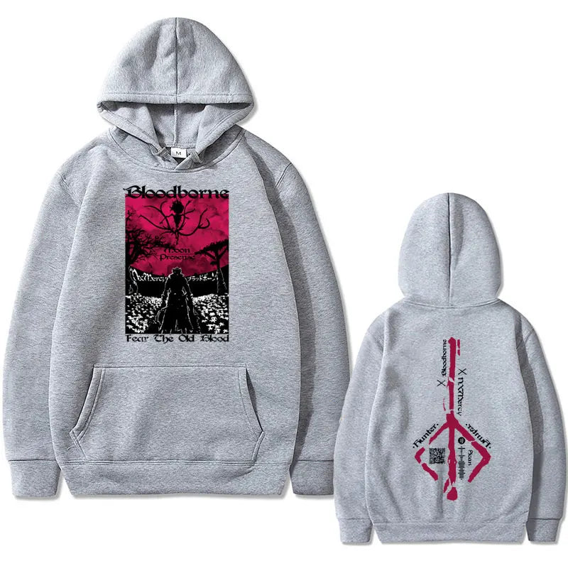 Game Bloodborne Graphic Hoodie Horror Hunter Harajuku Sweatshirt Unisex Casual Oversized Streetwear Men Manga Printed Hoodies