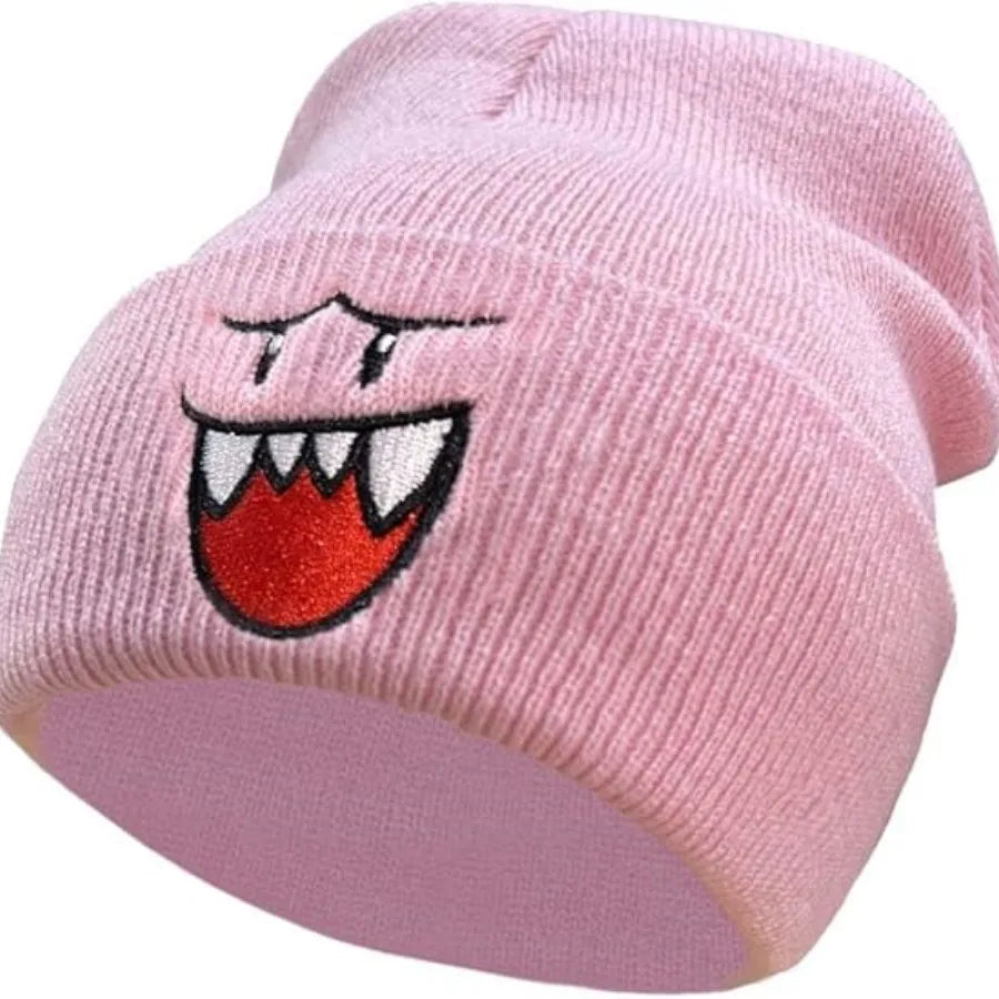 Cozy Happy Face Embroidered Knitted Hat - Cute Warm Winter Hat for Men, the Perfect Christmas Gift
