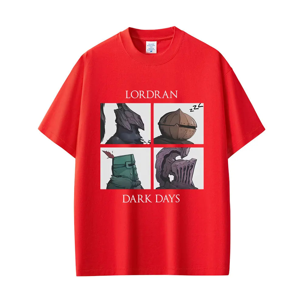 Game Dark Souls Praise The Sun Lordran Dark Days Graphic T Shirt Men Vintage Gothic Rock T-shirt Men's Cotton Crewneck T-shirts