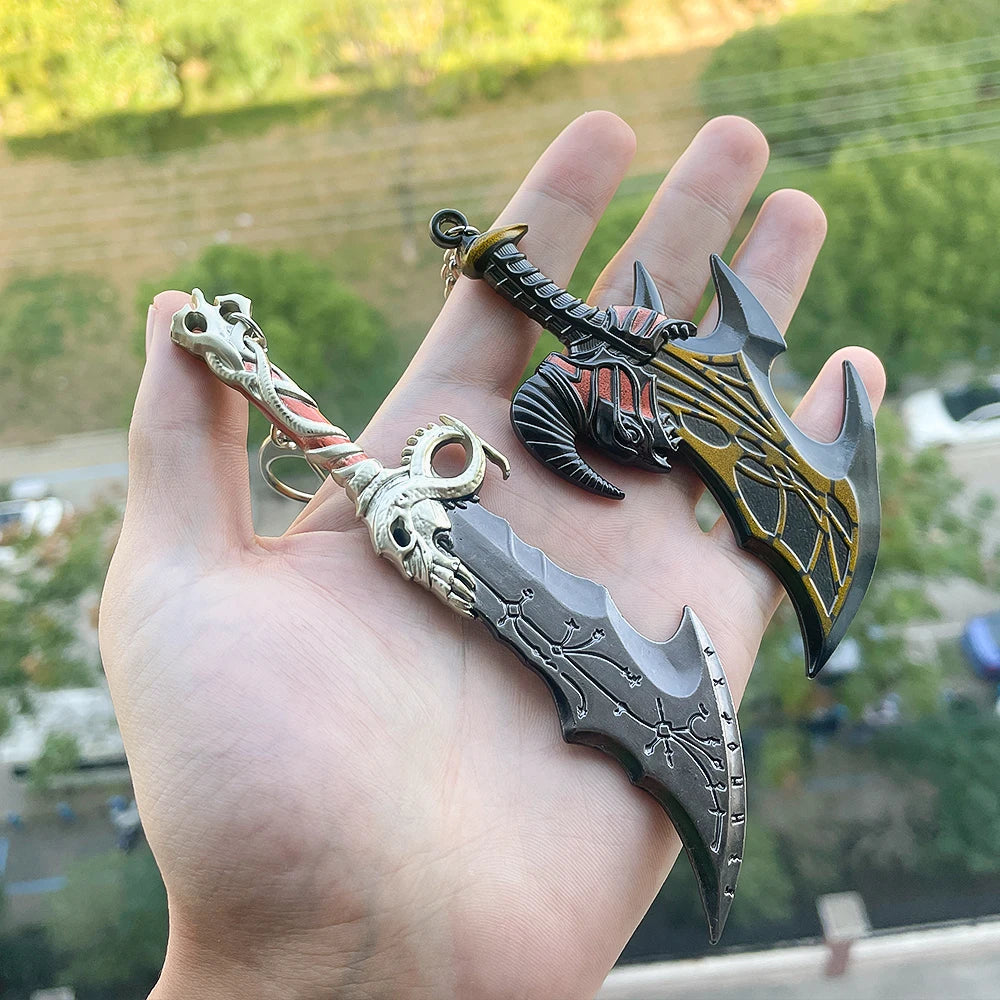 New God of War 5 Ragnarok Keychain Thor's Hammer Mjolnir Key Chain Levitan's Axe Keyring Blades of Exile Chaos Game Accessories