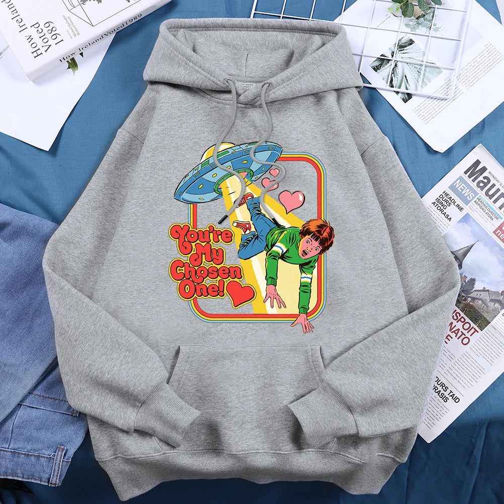 You Are My Chosen One Printed Women Hooded Cartoon Ideal Sport Shirts Leisure Aesthetic Sweatshirts Personality Baggy Clothes