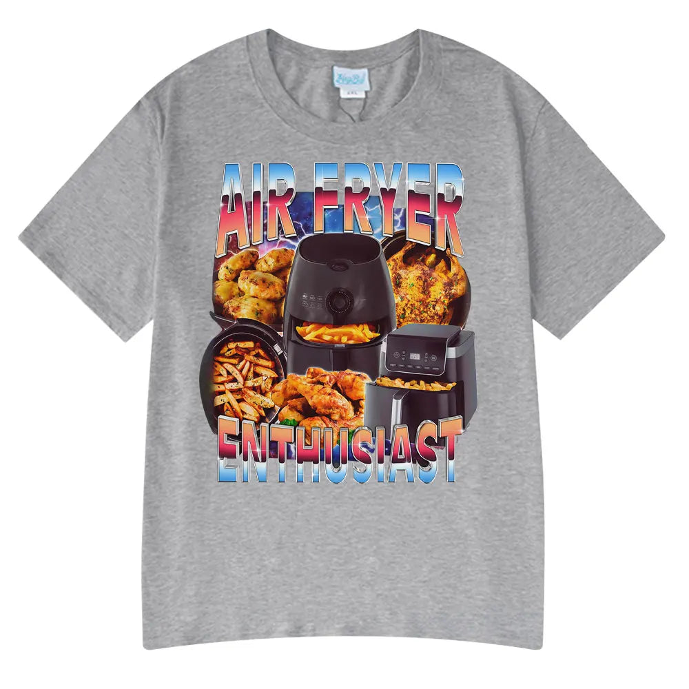 Air Fryer Enthusiast Funny Cooking Meme T-Shirt  Hot Sale Couples Clothing Funny T-shirts Men's Cotton Streetwear Woman T-shirts