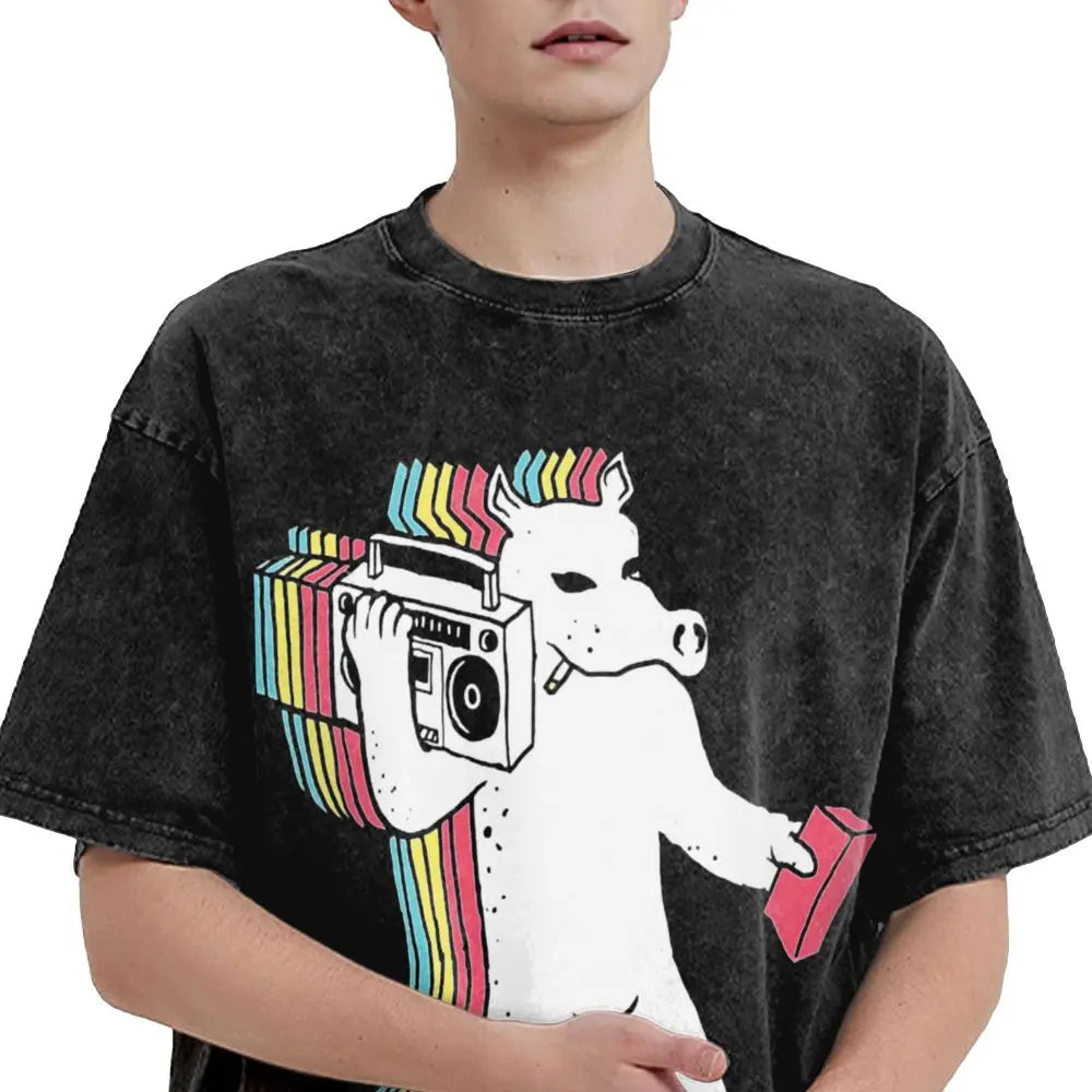 Quasimoto Madvillain Mf Doom Madlib Washed T Shirts Streetwear Fashion T-Shirt Men Women 100% Cotton Harajuku Graphic Tee Shirt