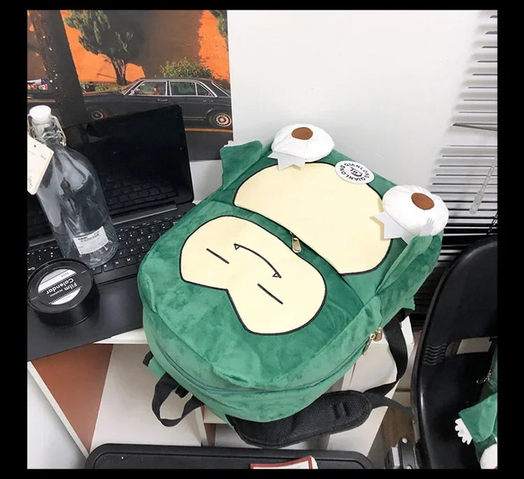 Anime New Style Pokemon Snorlax Plush Couple Bag Children Large Capacity Backpack Student School Bag Outdoor Travel Funny Cute