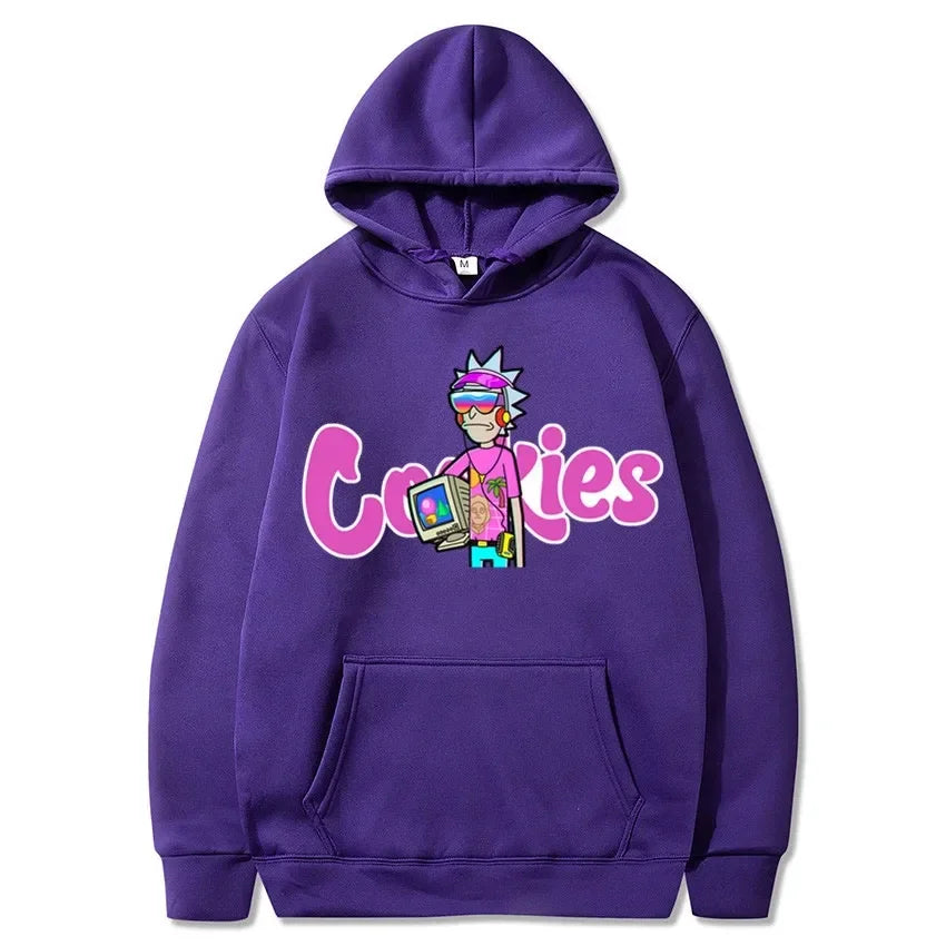 2025 New Fashion Leisure Anime Cookie Print Fleece Men's and Women's Same Style Sports Hoodie