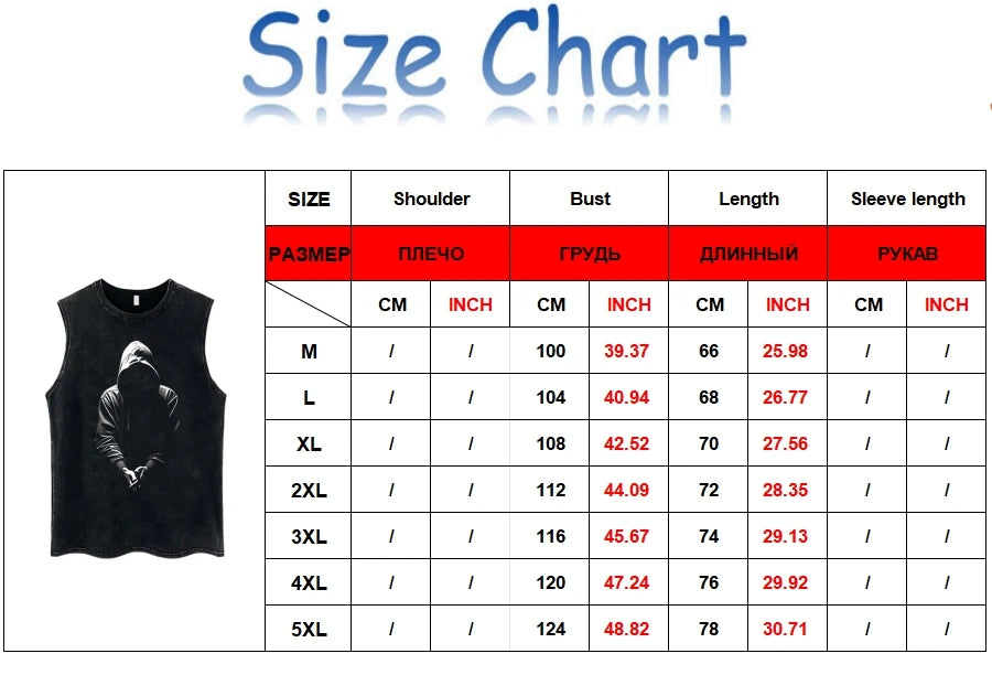 Y2K Fashion Men American Style Street Angel Wings Print Cotton Vest Sleeveless T-shirt Summer Casual Mens Black Oversized Vest