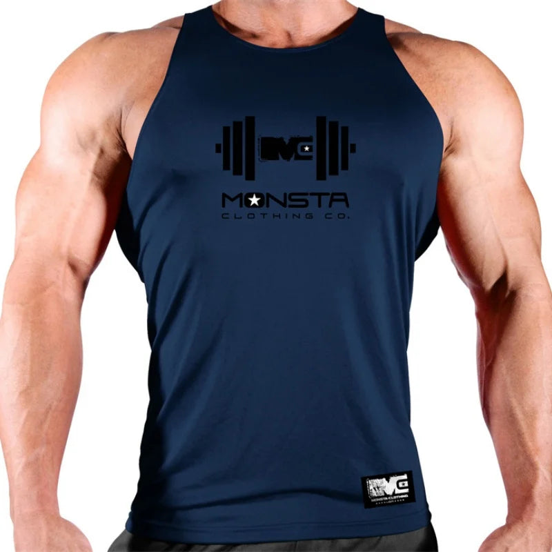 Men GYM tank top Fitness quick drying vest men's elastic sweat absorbing breathable Shirt sleeveless tops men sports vest