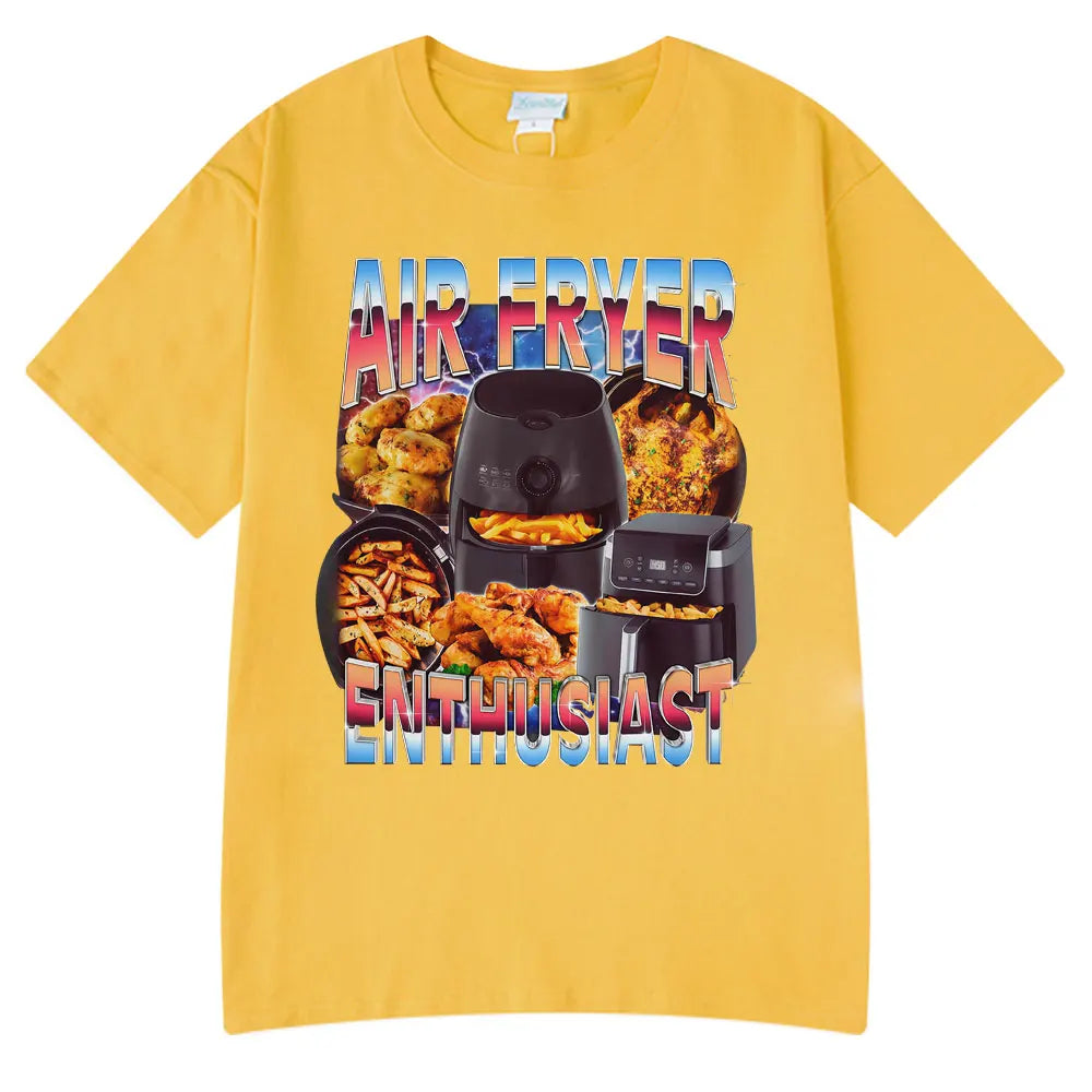 Air Fryer Enthusiast Funny Cooking Meme T-Shirt  Hot Sale Couples Clothing Funny T-shirts Men's Cotton Streetwear Woman T-shirts