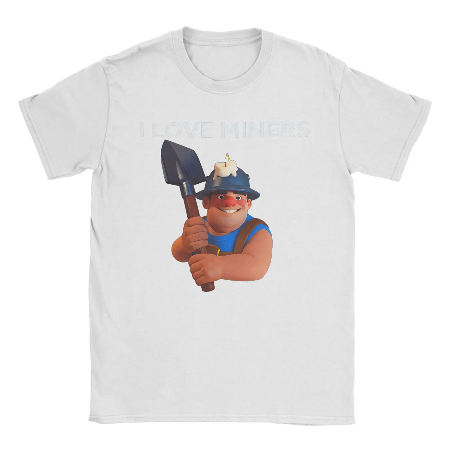 I love Miners T Shirts for Men Pure Cotton Novelty T-Shirt Crewneck C-Clashs R-Royales Tees Short Sleeve Clothes Printed