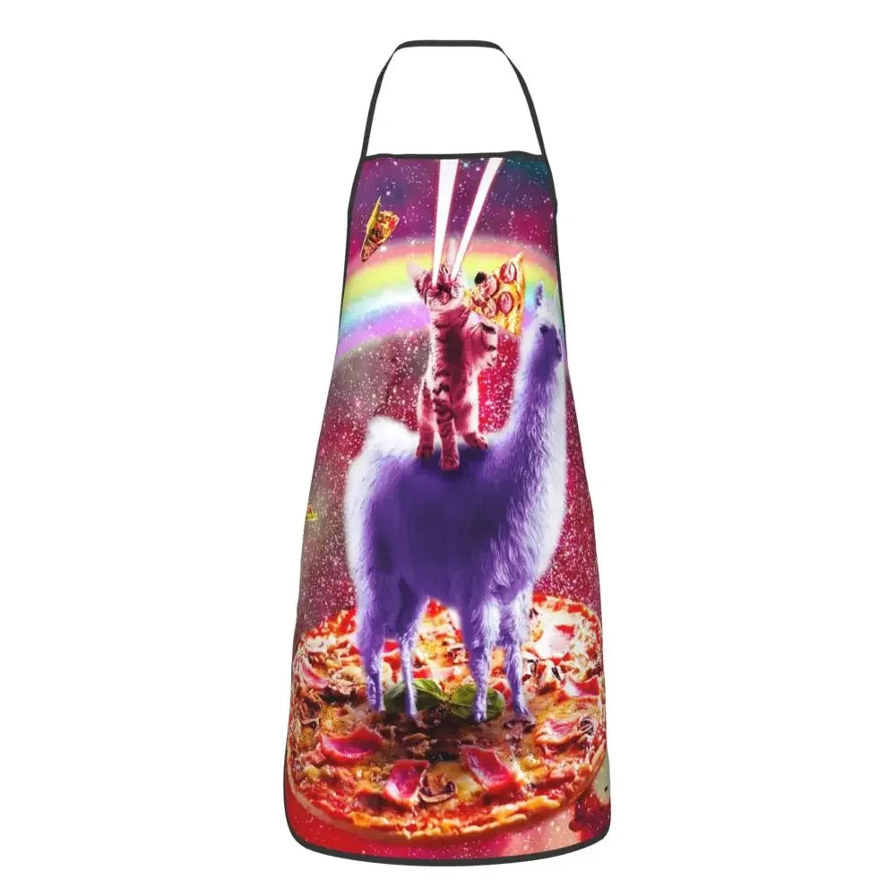 Unisex Space Pizza Cat Meme Bib Apron Adult Women Men Chef Tablier Cuisine for Cooking Kitchen Funny Animal Baking