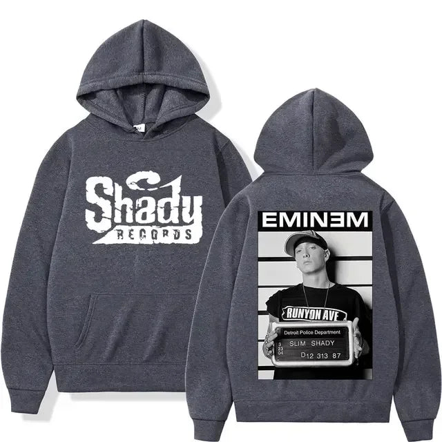 Rapper Eminem Double Sided Print Hoodie Men Women Hip Hop Vintage Oversized Hoodies Trend Fashion Hooded Sweatshirts Streetwear