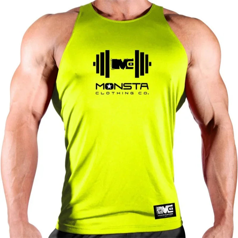 Men GYM tank top Fitness quick drying vest men's elastic sweat absorbing breathable Shirt sleeveless tops men sports vest