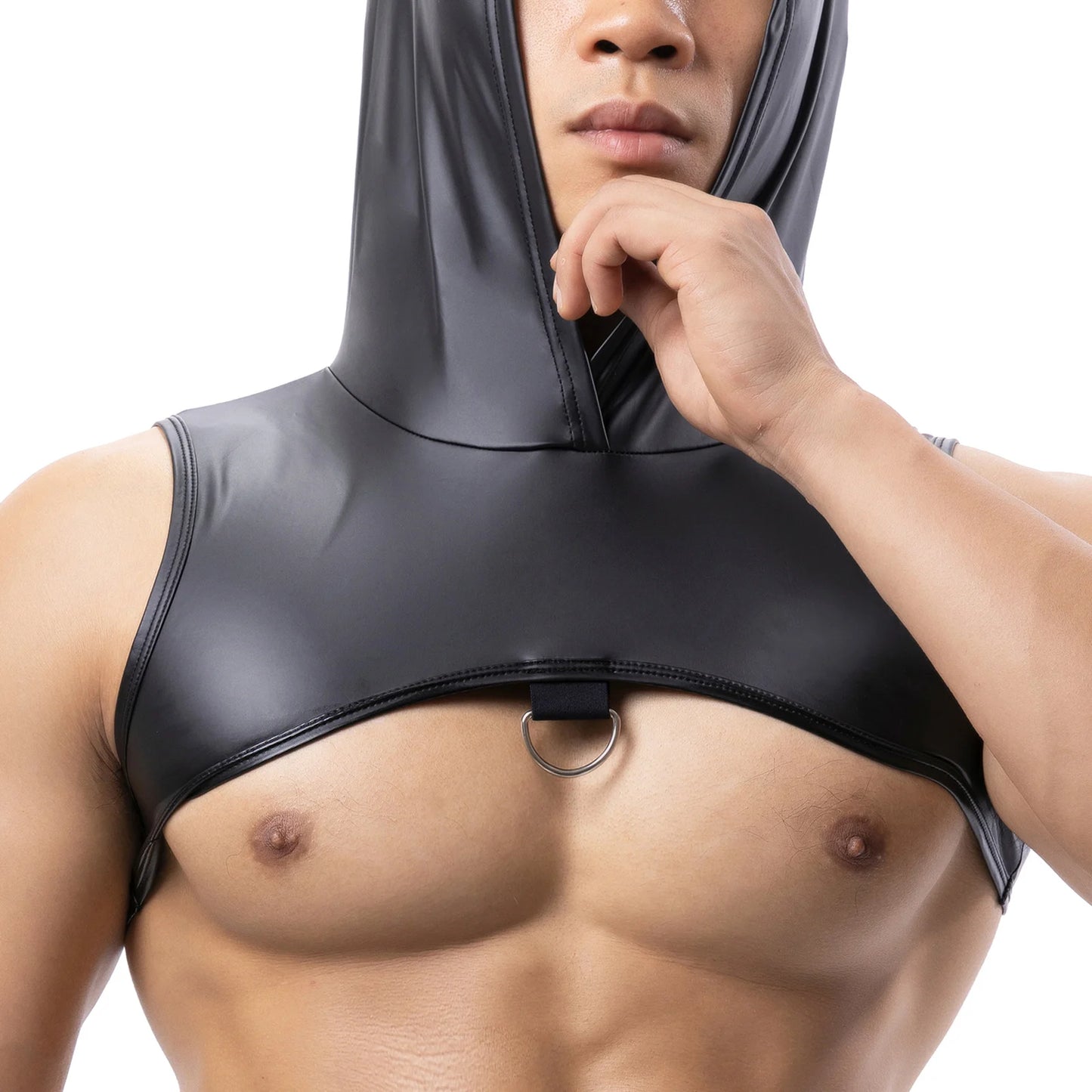 Men's Muscle Tank Top Vest Man Sexy Hooded Clothing Clubwear Stage Costume Crop Tops Performance Sleeveless Tank Tops Fitness