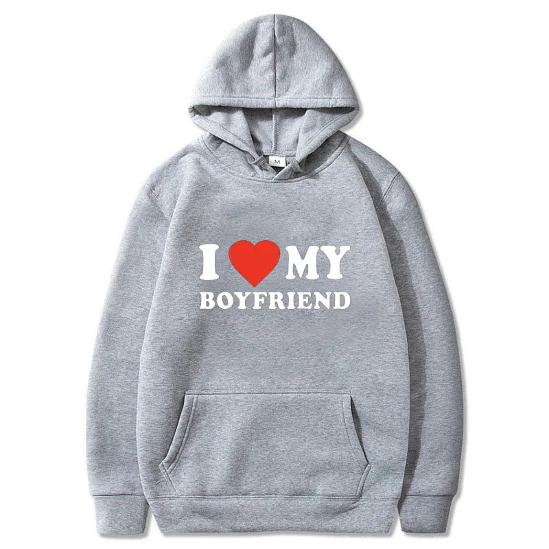 I Love My Boyfriend Girlfriend Printed Hoodie Couple Fashion Sports Shirt Harajuku Casual Top