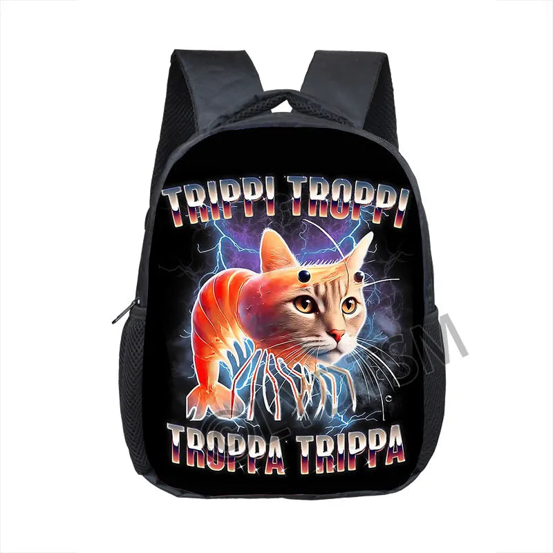 12inch Funny Italian Brainrot Small Backpack for 2-4 Years Old Tralalero Tralala Kids Baby Cartoon School Bags Children Bookbag