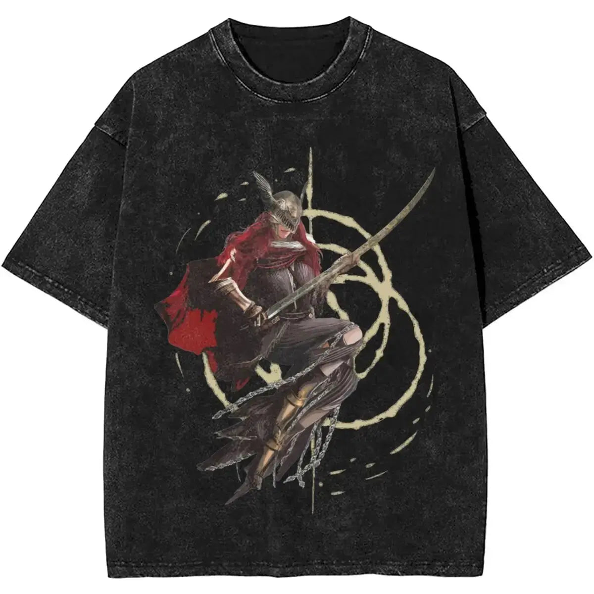 Malenia Blade Of Miquella Washed Short sleeved round neck Y2k shirt Men Clothing New in Top & Tees Mens T-Shirt  Camisetas 61352