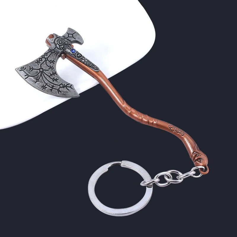 New God of War 5 Ragnarok Keychain Thor's Hammer Mjolnir Key Chain Levitan's Axe Keyring Blades of Exile Chaos Game Accessories