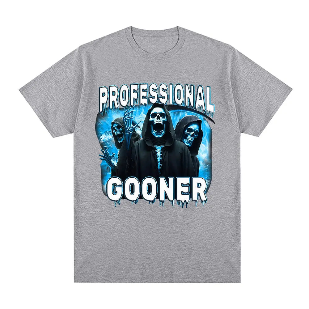 Professional Gooner Offensive Funny Skeleton Meme T Shirts Goon Sexual Joke Party Summer T-shirts Unisex Fashion Tees