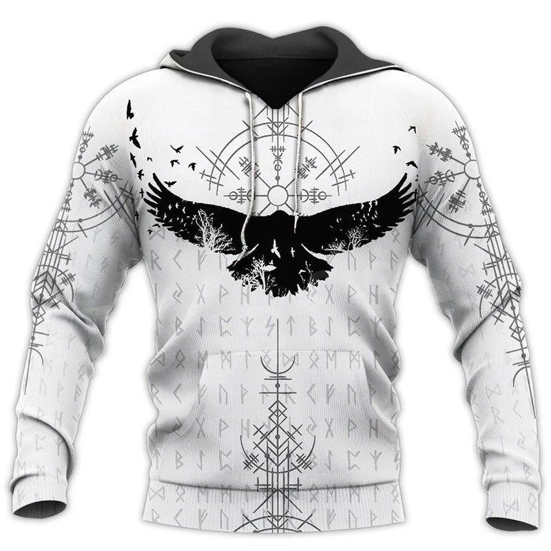 Mens Hoodies Vikings eagle Tattoo Fashion Animal pattern 3D Printed Style Casual Harajuku Hip Hop Pullover Oversized Sudaderas
