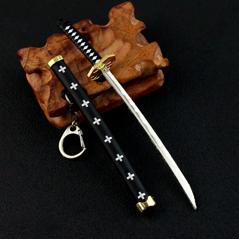 8 Style Mini Roronoa Zoro Sword Keychain For Men Buckle Toolholder Scabbard Katana Sabre Car Keyrings Gift Key Chains