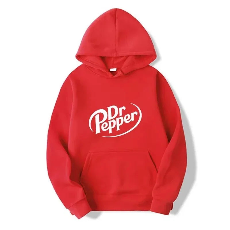 2025 Autumn Warm Dr Pepper Letter Printed Hoodies Street Men Fashion Fleece Sweatshirts Casual Unisex Pullover Tops Fashion Tre