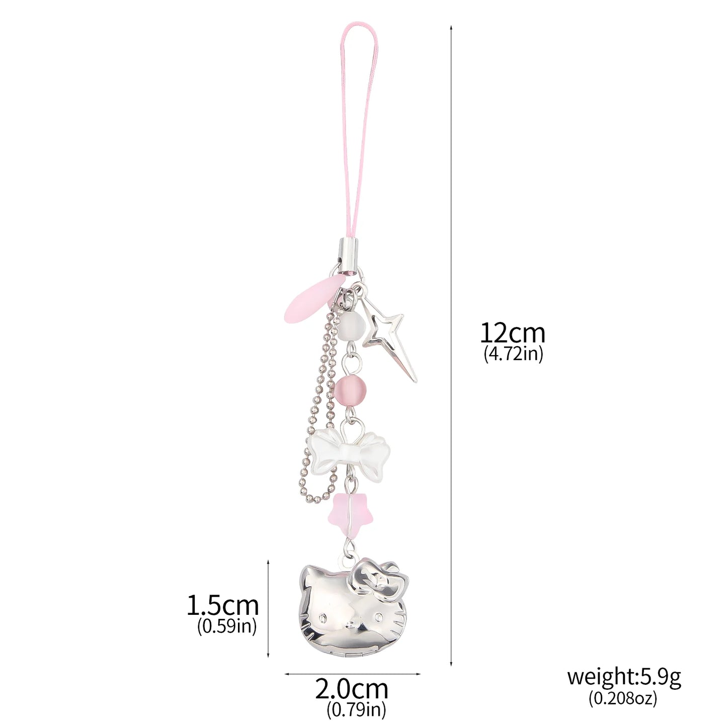 Kawaii Cat Bowknot Star Charm Phone Chain Cute Cartoon Kitty Pendant Keyring Bag Keychain Cosplay Props Jewelry Gift