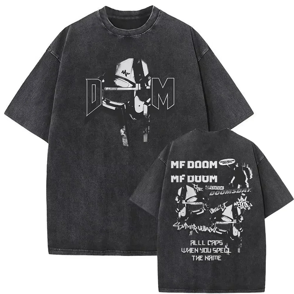 2025 Washed Vintage Rapper Mf Doom MM FOOD Graphic Print Tshirt Men Women Hip Hop Fashion T-shirts Male Casual