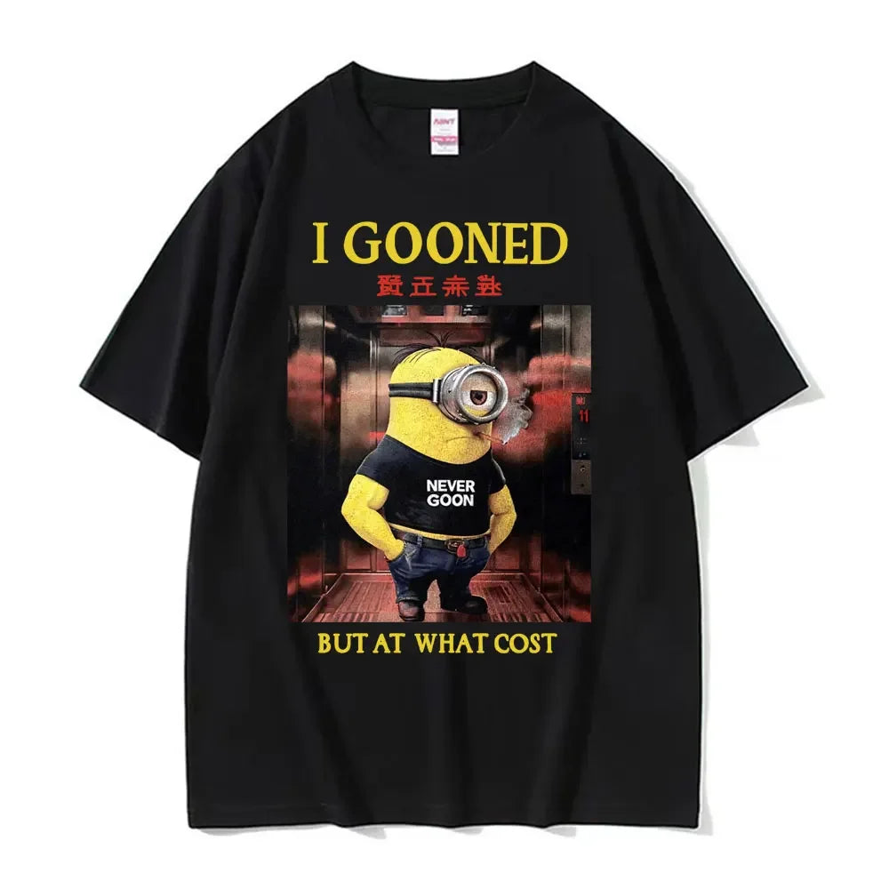 I Gooned But At What Cost Funny Meme Fashion T-shirts Casual Short Sleeve T-shirt Men Women Summer Japanese Streetwear T Shirt