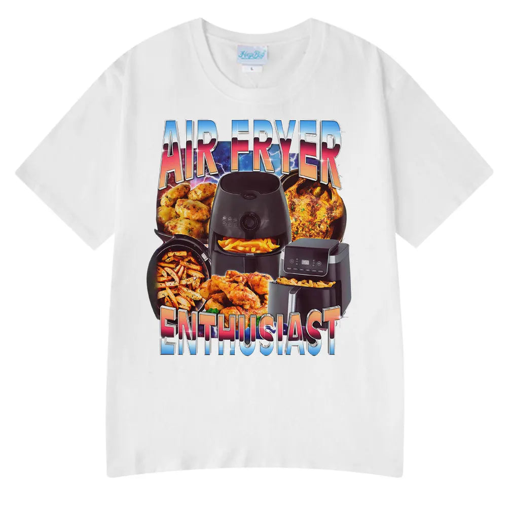 Air Fryer Enthusiast Funny Cooking Meme T-Shirt  Hot Sale Couples Clothing Funny T-shirts Men's Cotton Streetwear Woman T-shirts