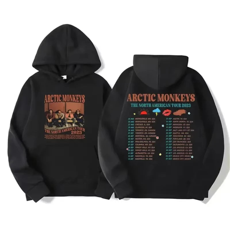 Arctic Monkey retro hoodie Men's pattern print Music album retro cap sweatshirt Hip-hop style hoodie